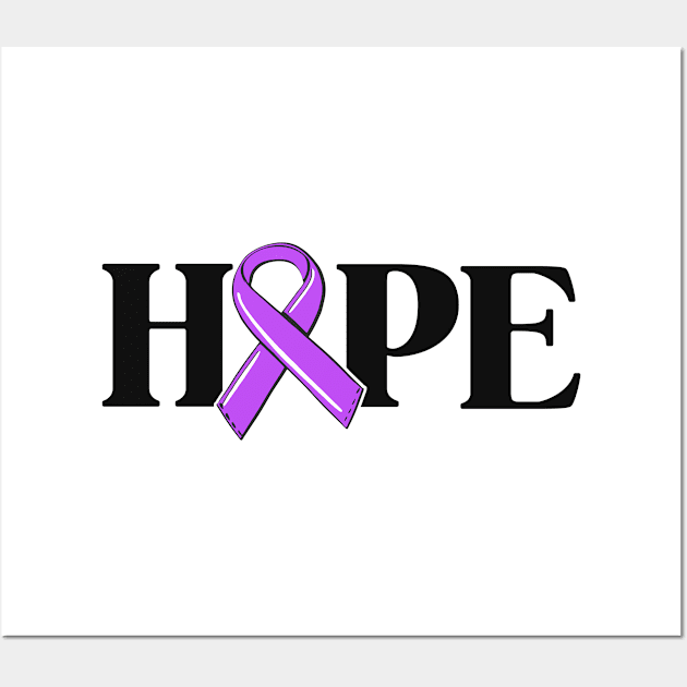 Alzheimers Shirt For Women Purple Ribbon Awareness Hope Wall Art by 14thFloorApparel